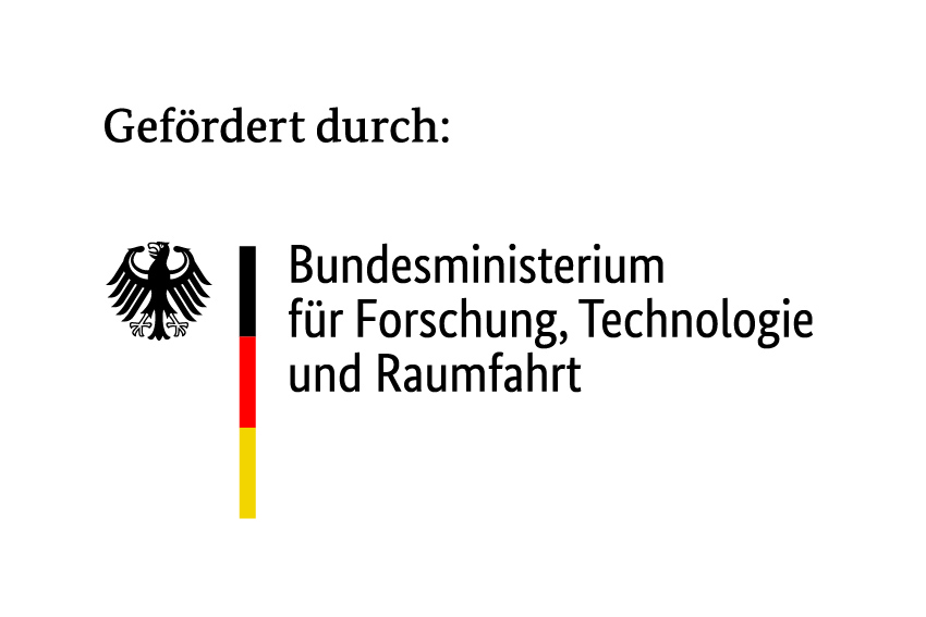 Logo: Gefördert durch: Bundesministerium für Forschung, Technologie und Raumfahrt