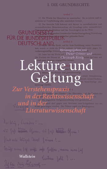 Buchcover: Lektüre und Geltung