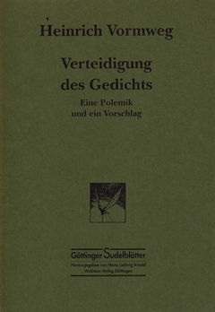 Buchcover: Verteidigung des Gedichts