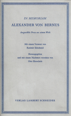 In Memoriam Alexander von Bernus Cover In Memoriam Alexander von Bernus