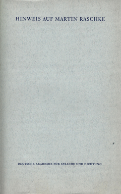 Hinweis auf Martin Raschke Cover Hinweis auf Martin Raschke