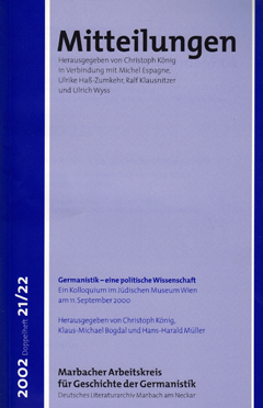 Mitteilungen des Marbacher Arbeitskreises für Geschichte der Germanistik Cover Mitteilungen des Marbacher Arbeitskreises für Geschichte der Germanistik