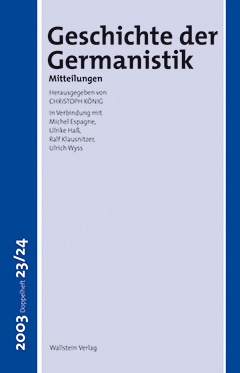 Geschichte der Germanistik Cover Geschichte der Germanistik
